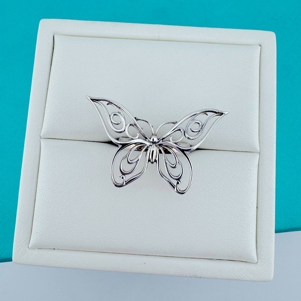 RARE Tiffany & Co. Filigree Butterfly Cocktail Ring in Sterling Silver Size 5